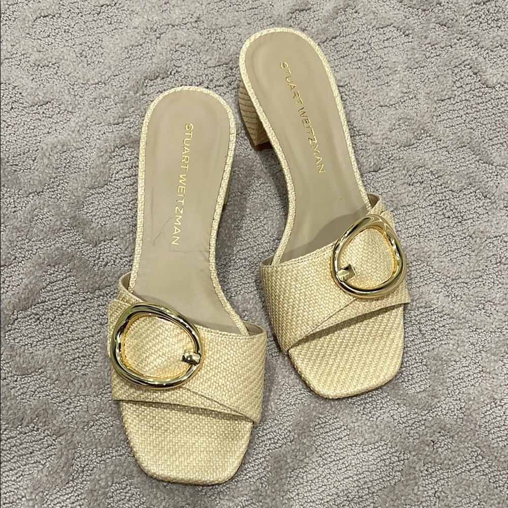 Stuart Weitzman Benni 35MM Raffia Sandals size 9.5
